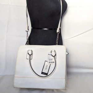 Nine West Faux Leather White Partial Silver Metal Body Stray W/Tags Never Used